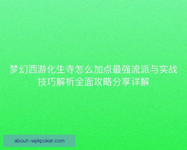 梦幻西游化生寺怎么加点最强流派与实战技巧解析全面攻略分享详解